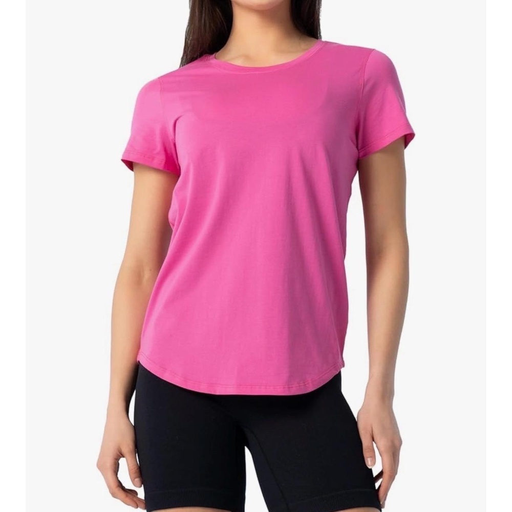 Lulucheri Pink Pima Cotton Short Sleeve Shirt Curved-Hem Crewneck XXL NWOT